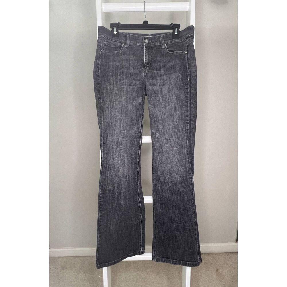WHBM Denim Jeans Womens 10 Black Bootcut Mid-Rise Dark-Wash Noir
